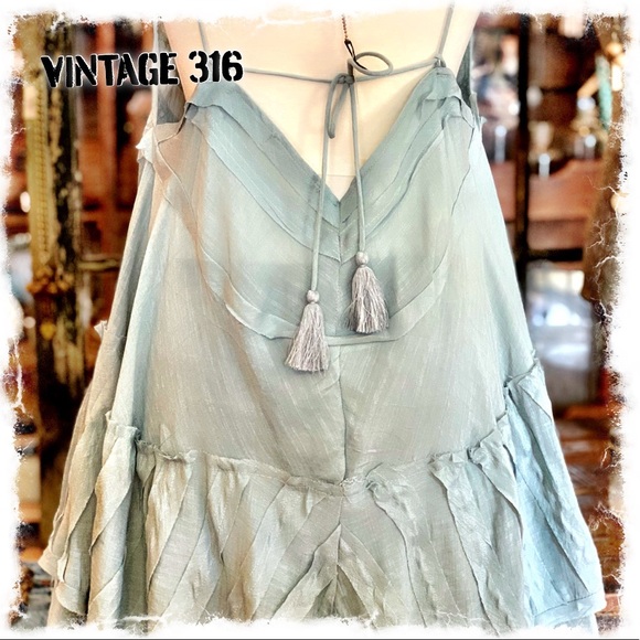 Slip Dress - Asymmetrical Ruffle - Blue - Picture 3 of 4